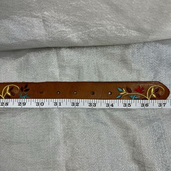 FOSSIL Leather Buckle Belt Embroidered Boho Festival main image 6